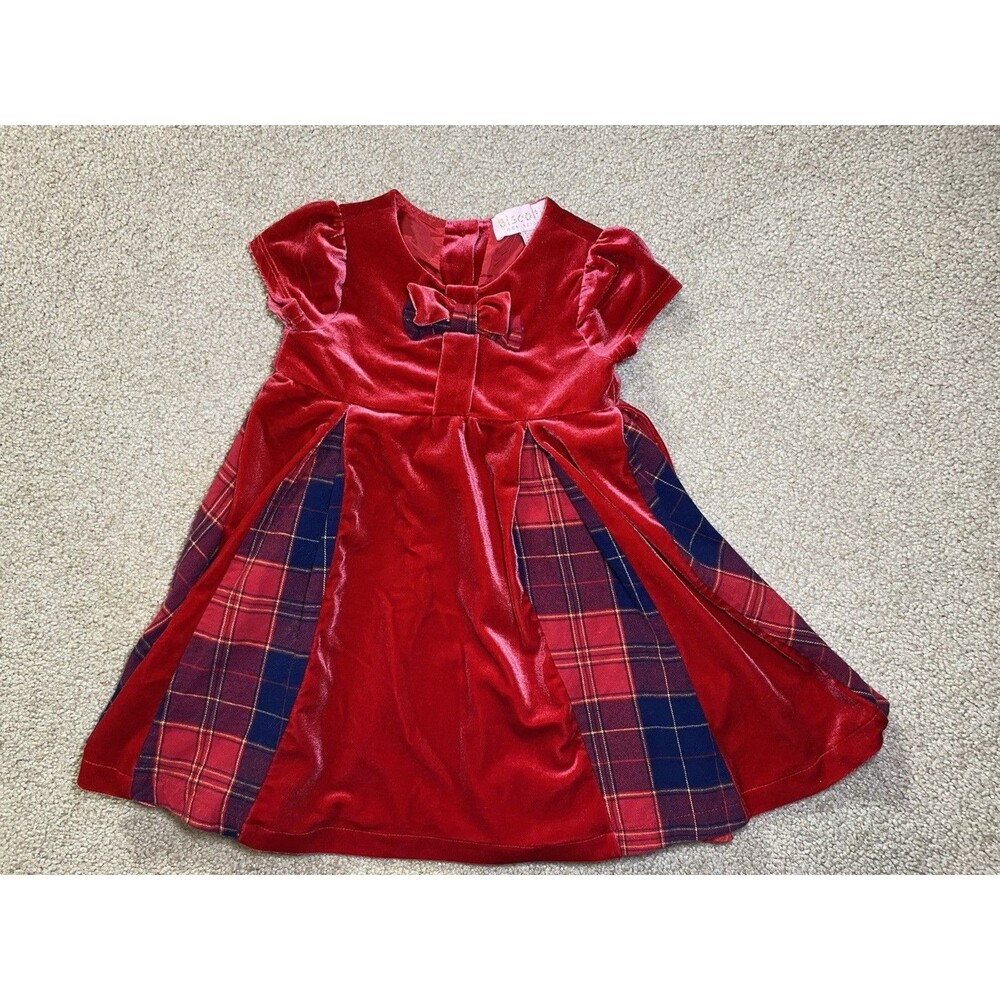 Biscotti Collezioni Red Velvet Plaid Holiday Baby Dress 24M